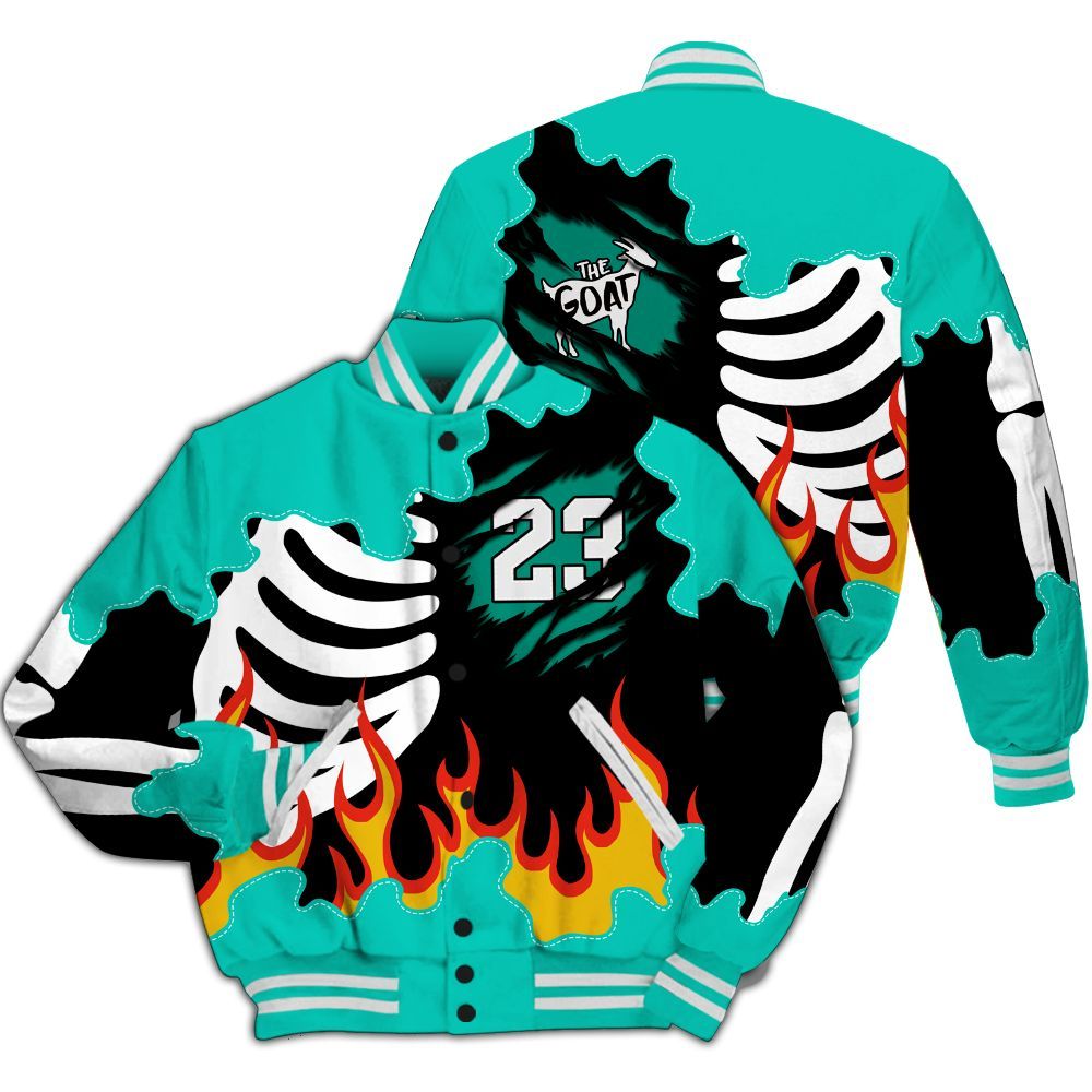 Varsity Jacket To Match Dunk Low Clear Jade - Burning Skeleton 23 G.O.A.T All Over Print