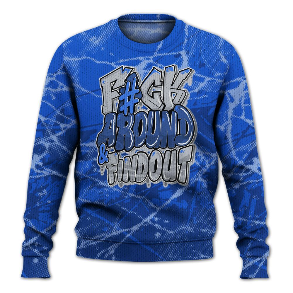 Knitted Sweater To Match Air Foamposite One Royal - F Around Find Out Graphic Profound
