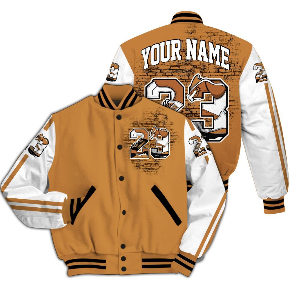 Varsity Jacket To Match Dunk Low Nature Wheat Suede - Custom Name Number 23 5s All Over Print