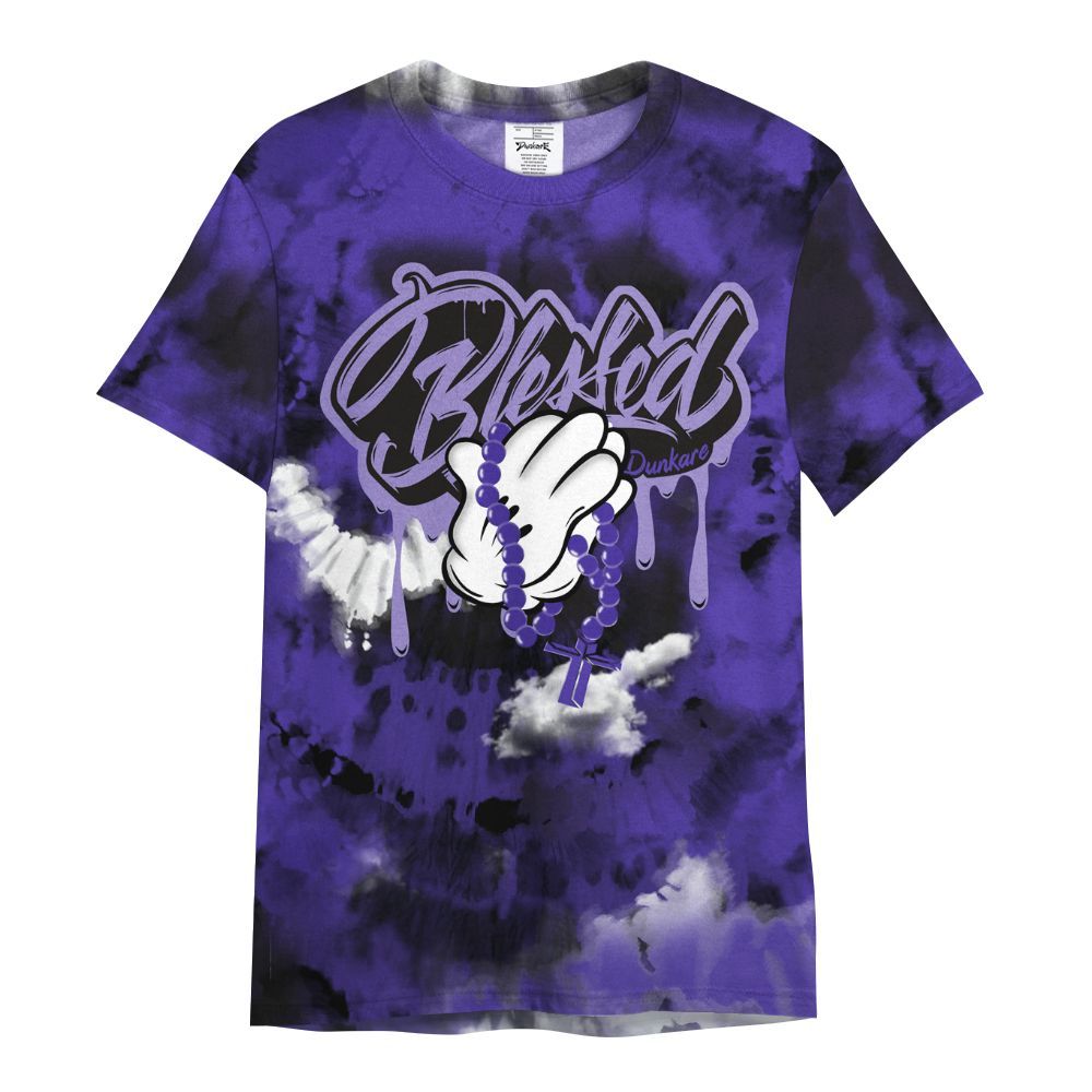 Shirt To Match Field Purple 12s - God Blessed Tie Dye All Over Print