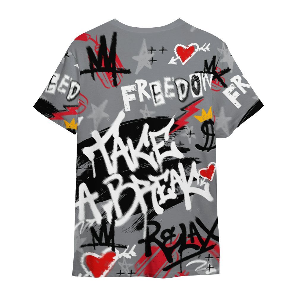 Shirt To Match Black Cement 3s - Take Break Freedom Graffiti Streetwear All Over Print