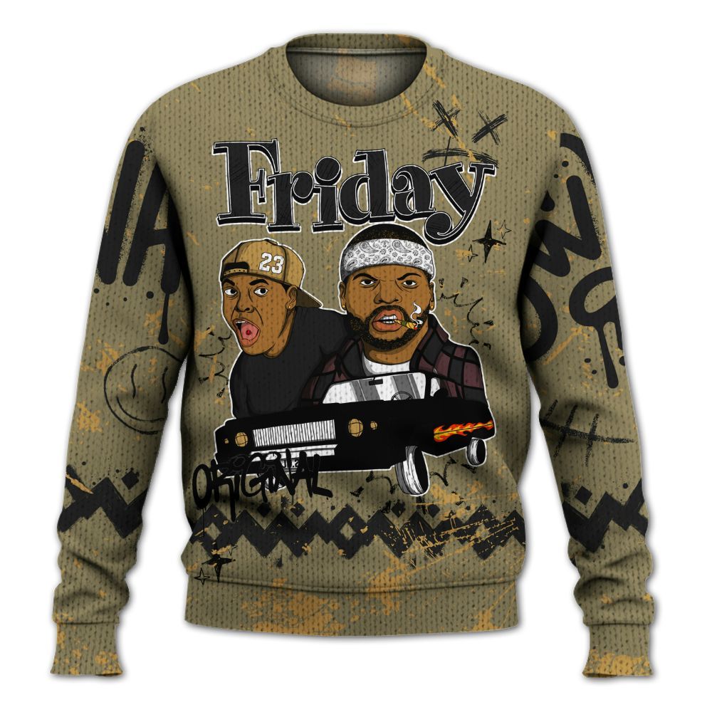 Knitted Sweater To Match Black Olive 7s - Friday Sneaker Crayon
