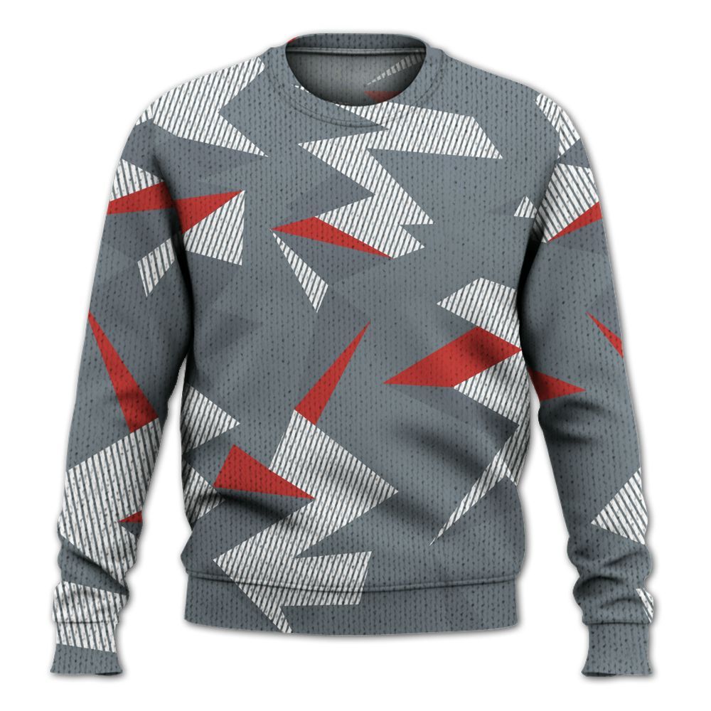 Knitted Sweater To Match Wolf Grey 13s - Geometric Camouflage Pattern