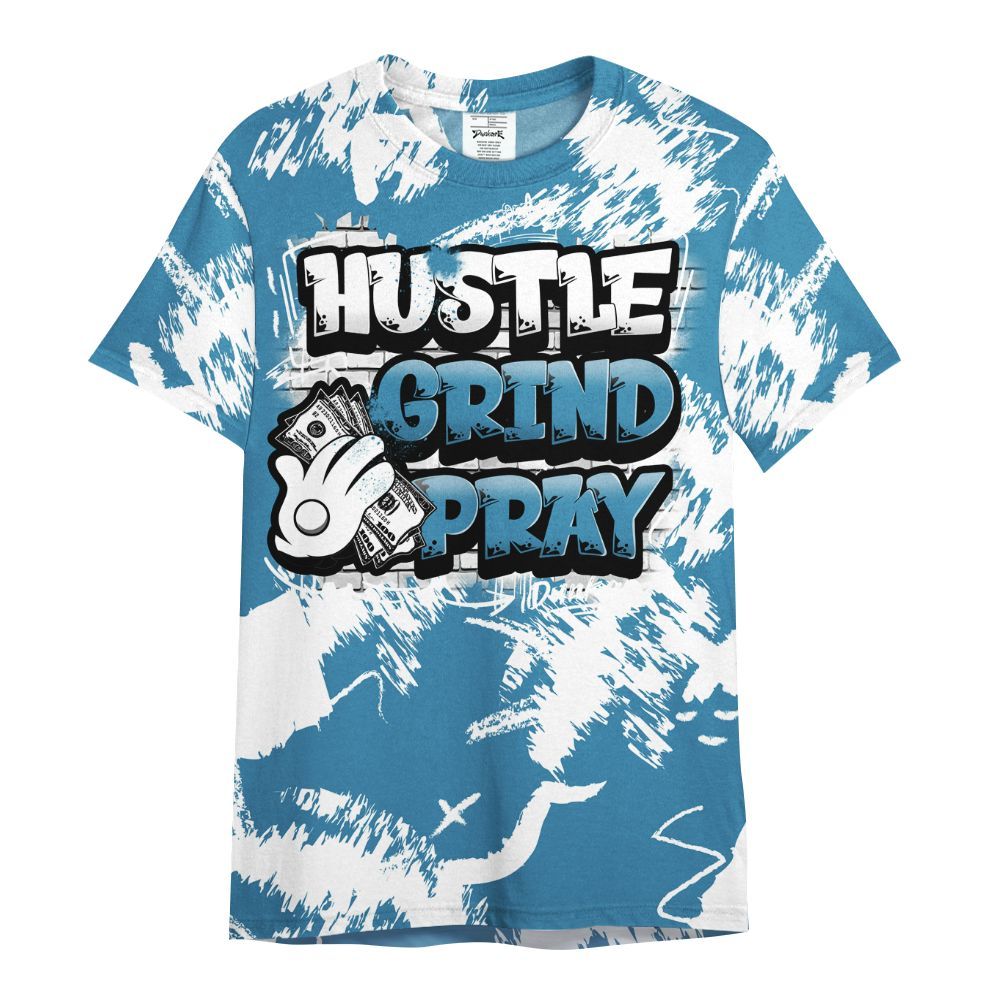 Shirt To Match High OG UNC Reimagined 1s - Hustle Grind Pray Retro All Over Print