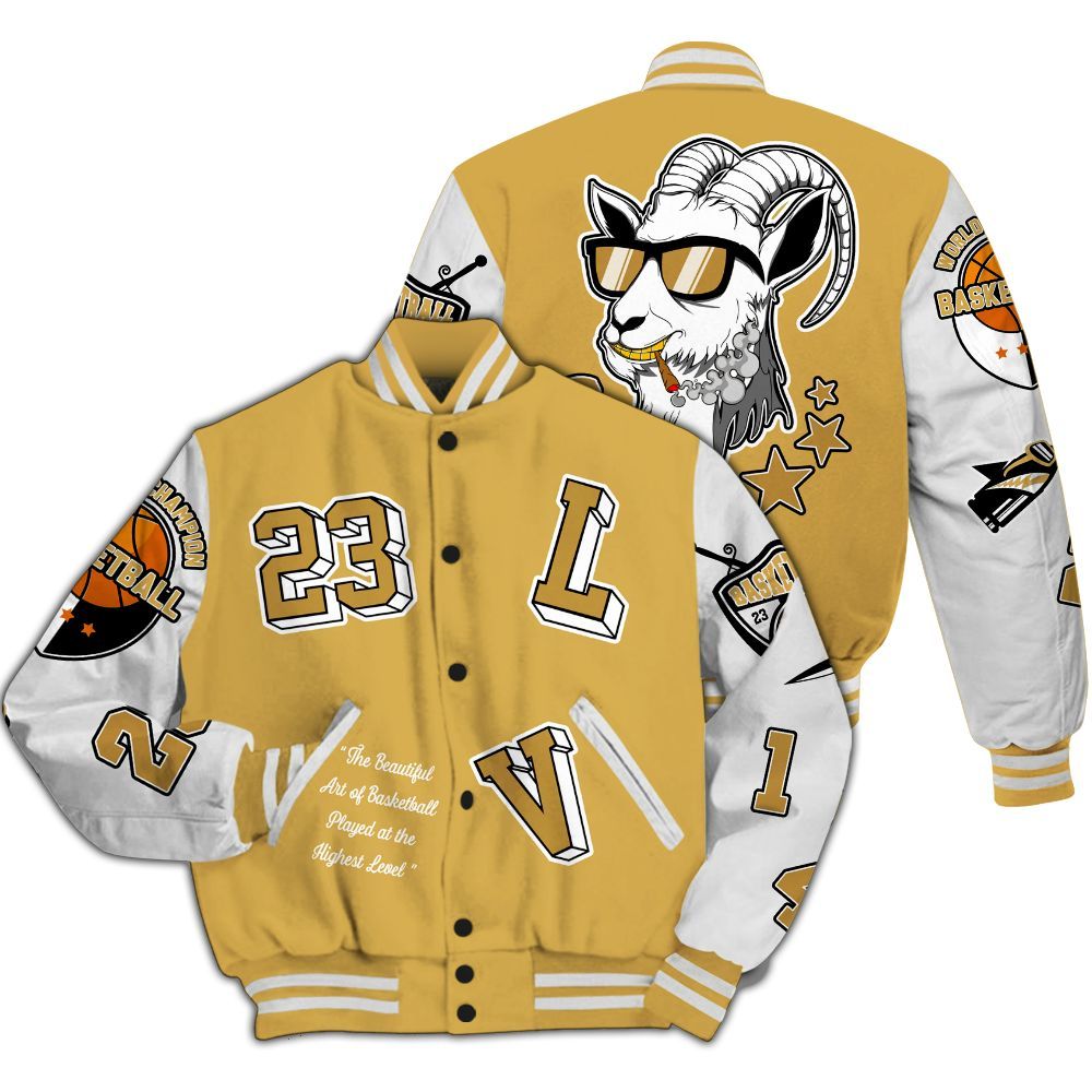Varsity Jacket To Match Retro Light Ginger 14s - The GOAT Got Em Streetwear All Over Print