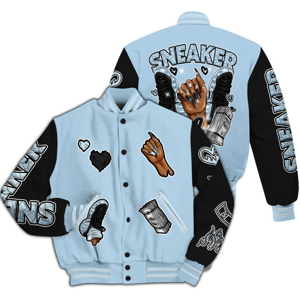 Varsity Jacket To Match Foamposite One Psychic Blue - Sneakerz Girlz All Over Print