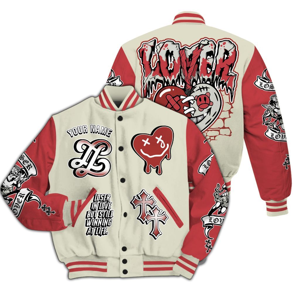 Varsity Jacket To Match Valentine's Day 2026 4s - Loser Lover All Over Print