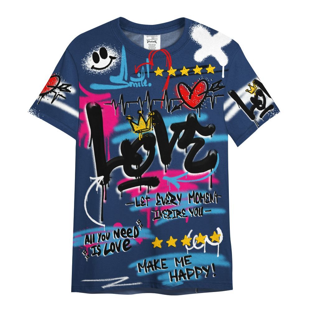 Shirt To Match Air Max 180 University Blue - Happy Love Beats Graffiti Streetwear All Over Print