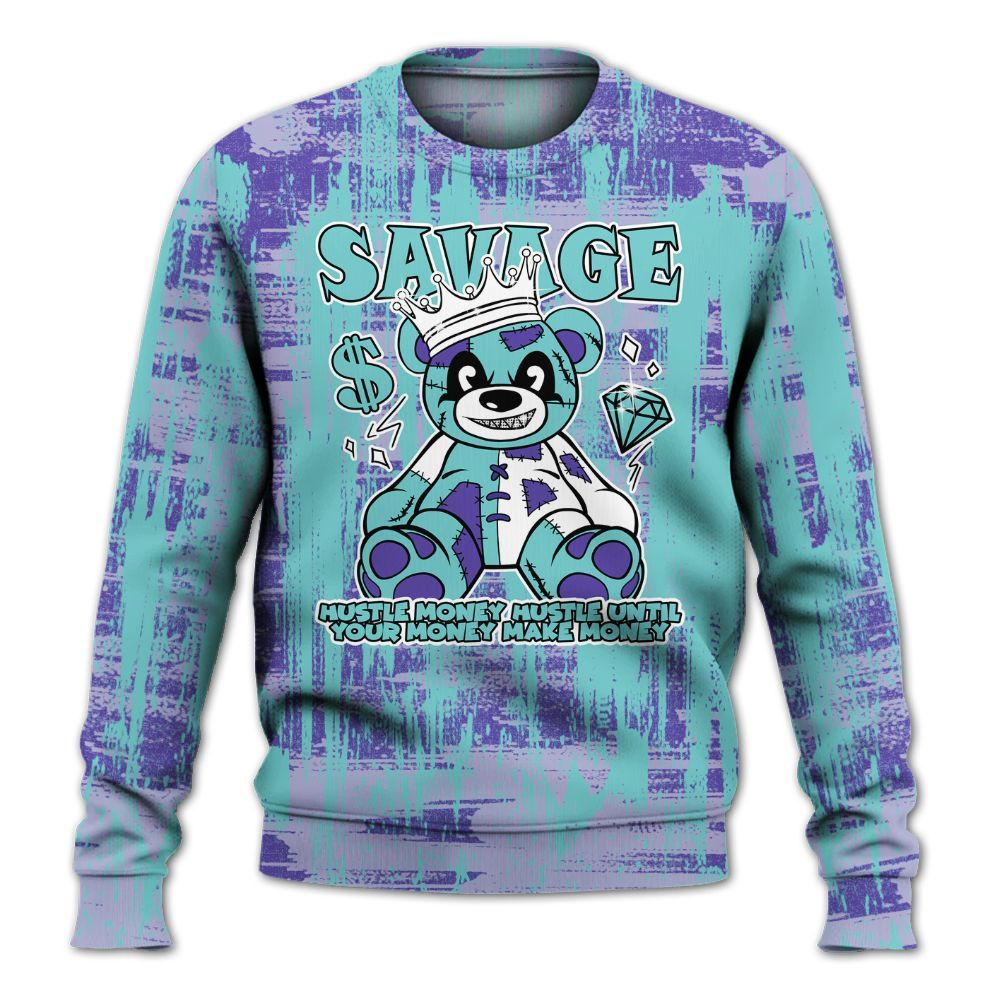 Sweatshirt To Match Low Hornets 1s - Savages Bear Glitch Art All Over Print