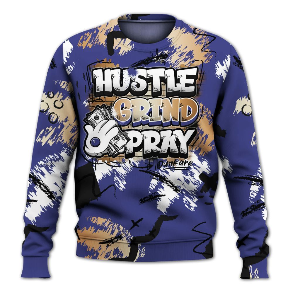 Sweatshirt To Match JM Pro Black Concord - Hustle Grind Pray Graphic Street Style All Over Print
