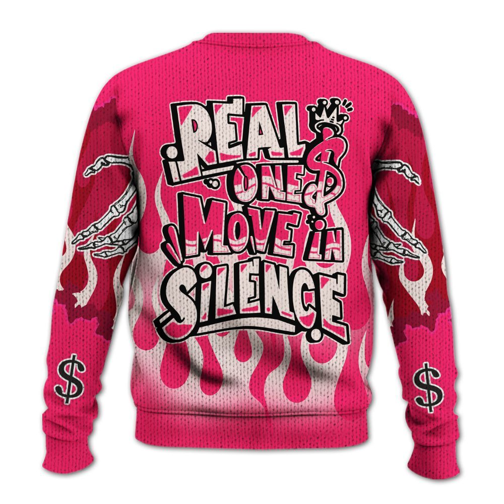 Knitted Sweater To Match A'One Pink Aura - Ones Move In Silence Graphic Trapped