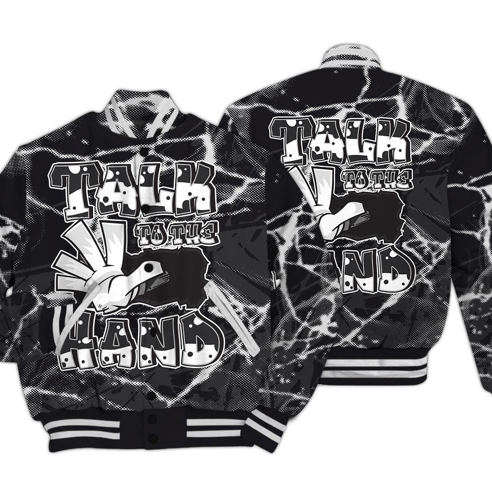 Varsity Jacket To Match White Thunder 4s - Talk To Hand Profound Graphic Varsity Jacket Unisex