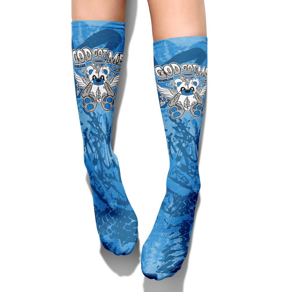 Sock To Match Military Blue 4s - Gods Guides Me Bear Heart Grunge