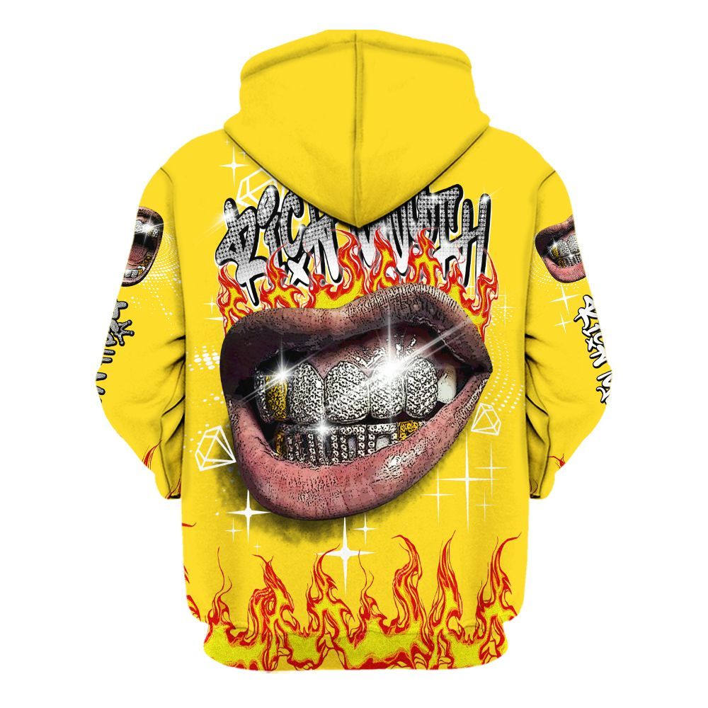 Hoodie To Match Retro Thunder 4s - Rich Mouth Fire Rap Retro 90s All Over Print