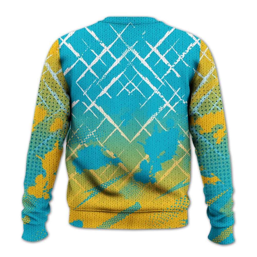 Knitted Sweater To Match Retro Aqua 5s - Halftone Stand Business Dripping