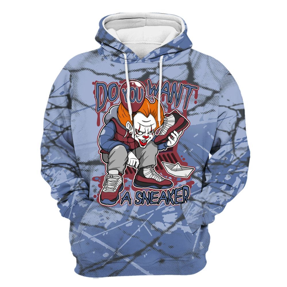 Hoodie To Match Black Metallic 5s - Clown Scary Sneakers Halloween Graphic All Over Print