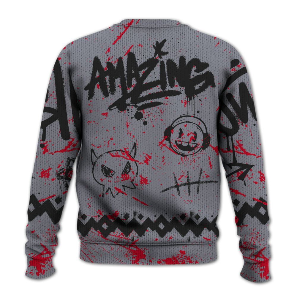 Knitted Sweater To Match Retro Black Flint 13s - Friday Sneaker Crayon