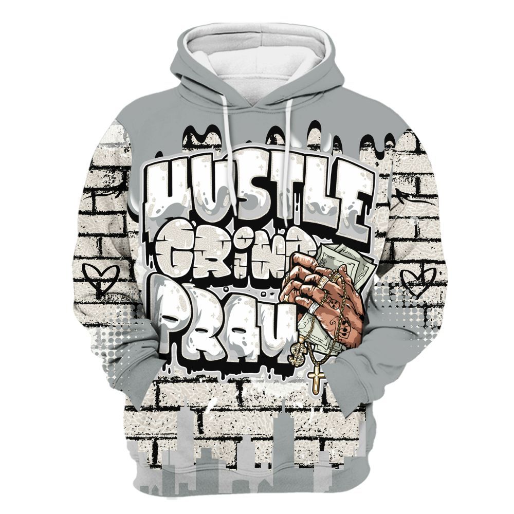 Hoodie To Match Retro Pure Money 3s - Hustles Grind Pray Drip All Over Print