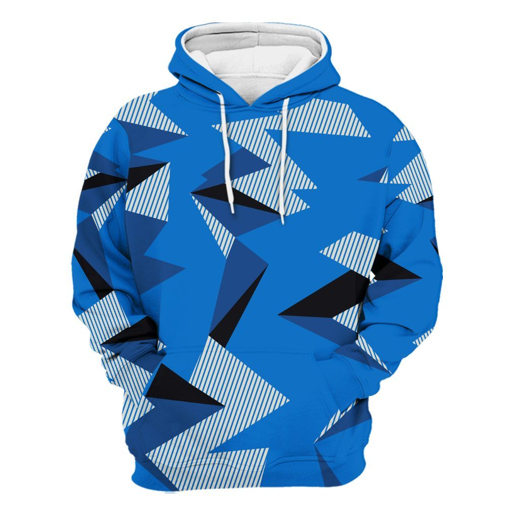 Hoodie To Match Blueberry 12s - Geometric Camouflage Pattern All Over Print