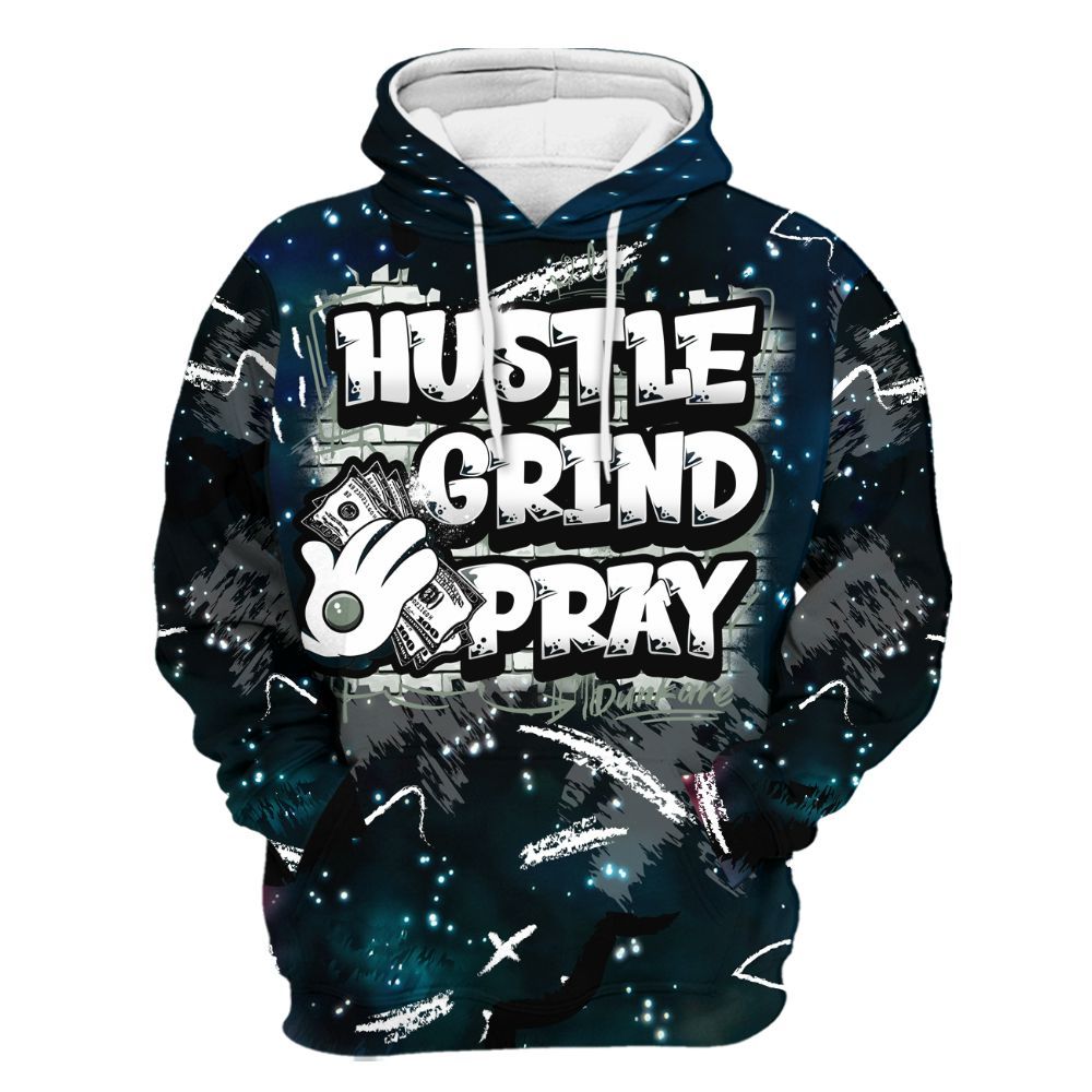Hoodie To Match Air Foamposite One Galaxy - Hustle Grind Pray Retro All Over Print