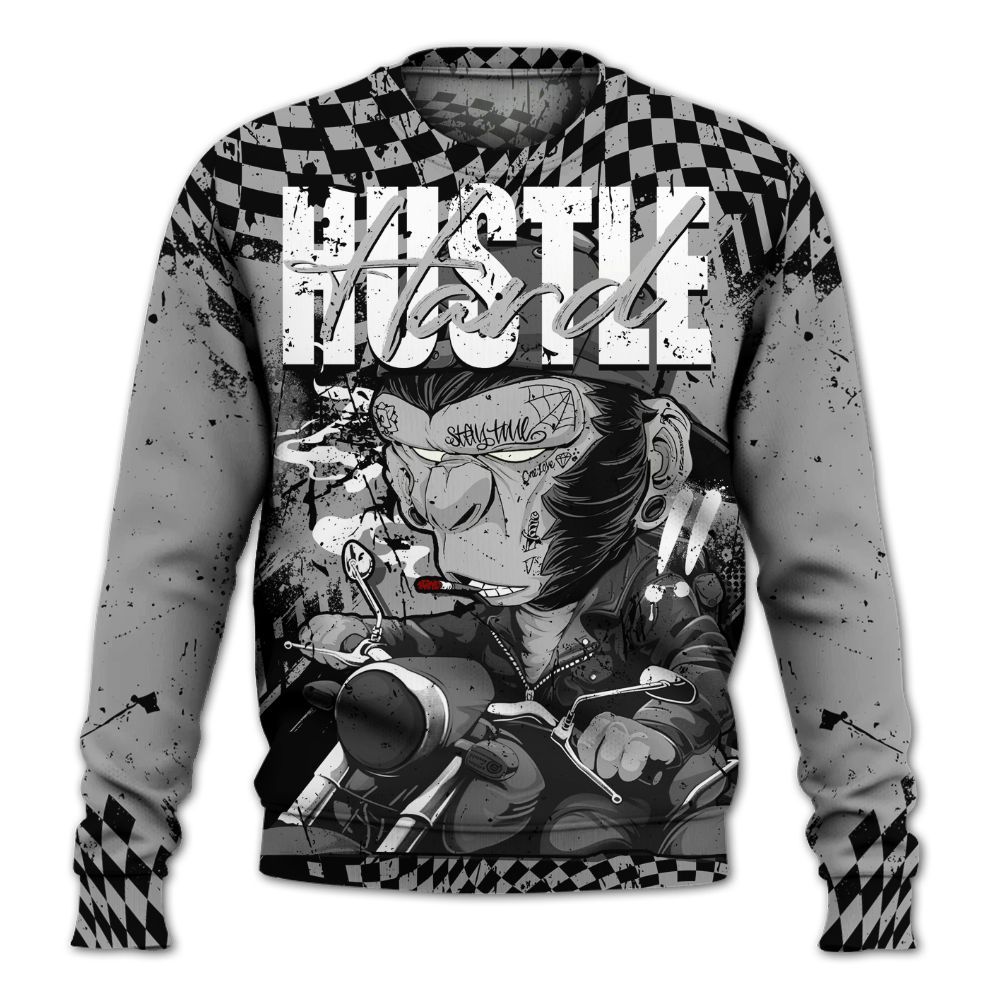 Sweatshirt To Match Black Wolf Grey 12s - Hustle Hard Monkey All Over Print