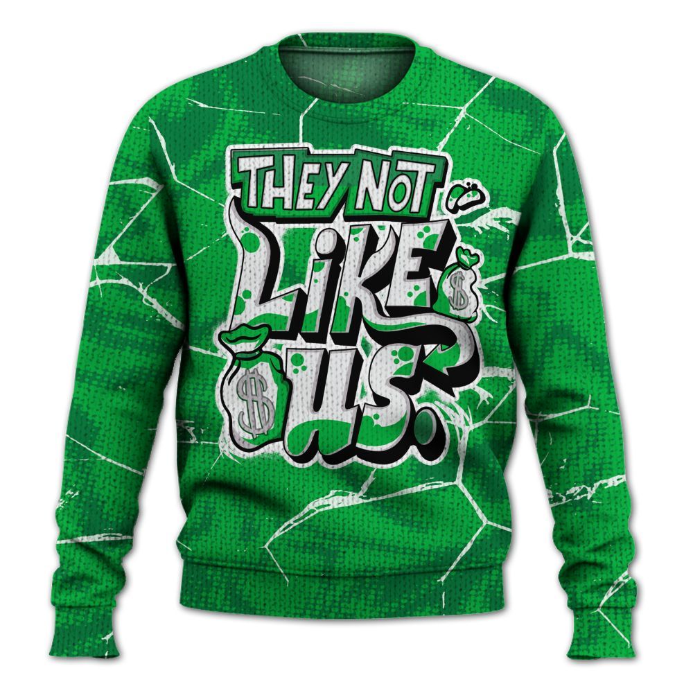 Knitted Sweater To Match Lucky Green 5s Varsity Jacket - Dislike Us Graphic