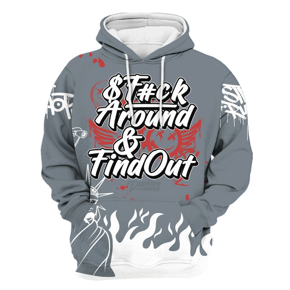 Hoodie To Match Wolf Grey 13s - Graphic Fck Around Find Out All Over Print