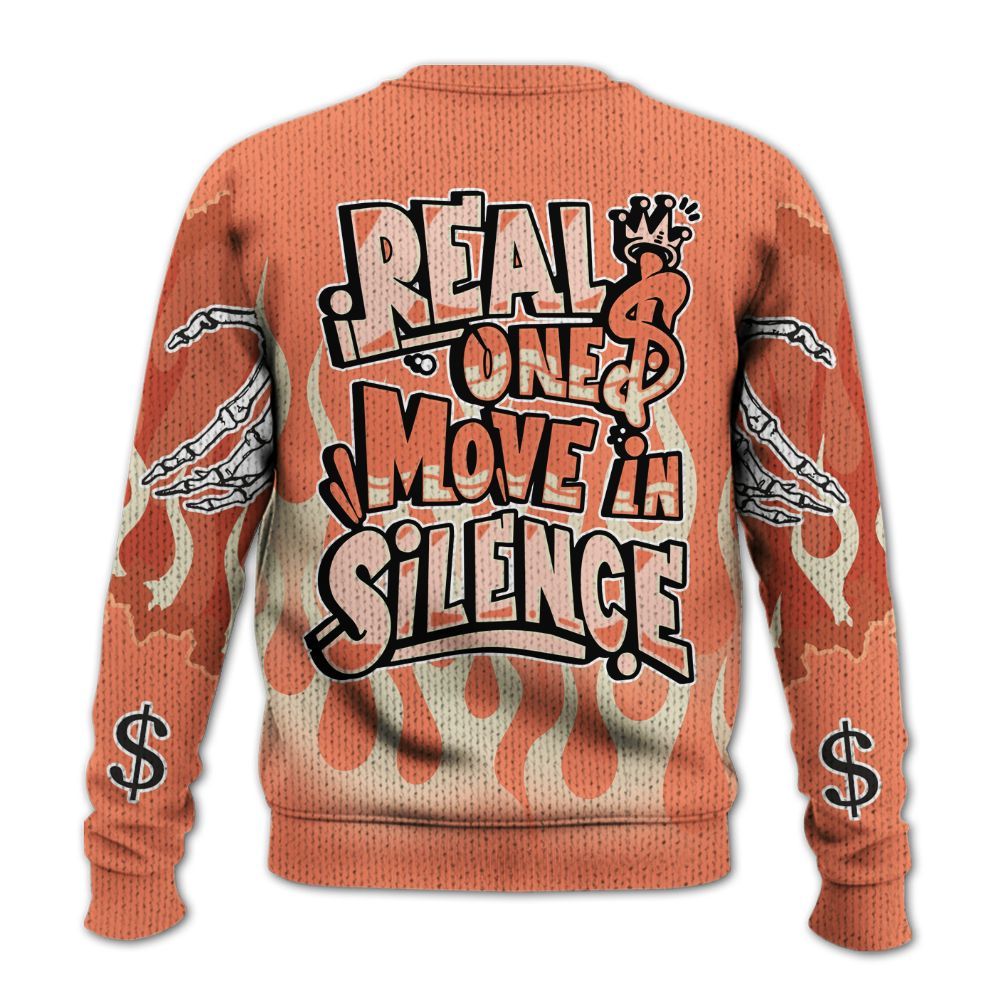 Knitted Sweater To Match DJ Khaled Crimson Bliss 5s - Ones Move In Silence Graphic Trapped