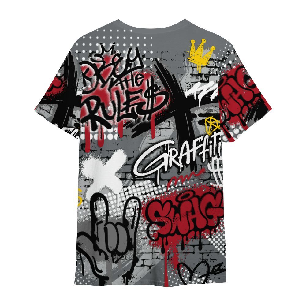 Shirt To Match Retro Fire Red 9s - True It Real Graffiti Streetwear All Over Print