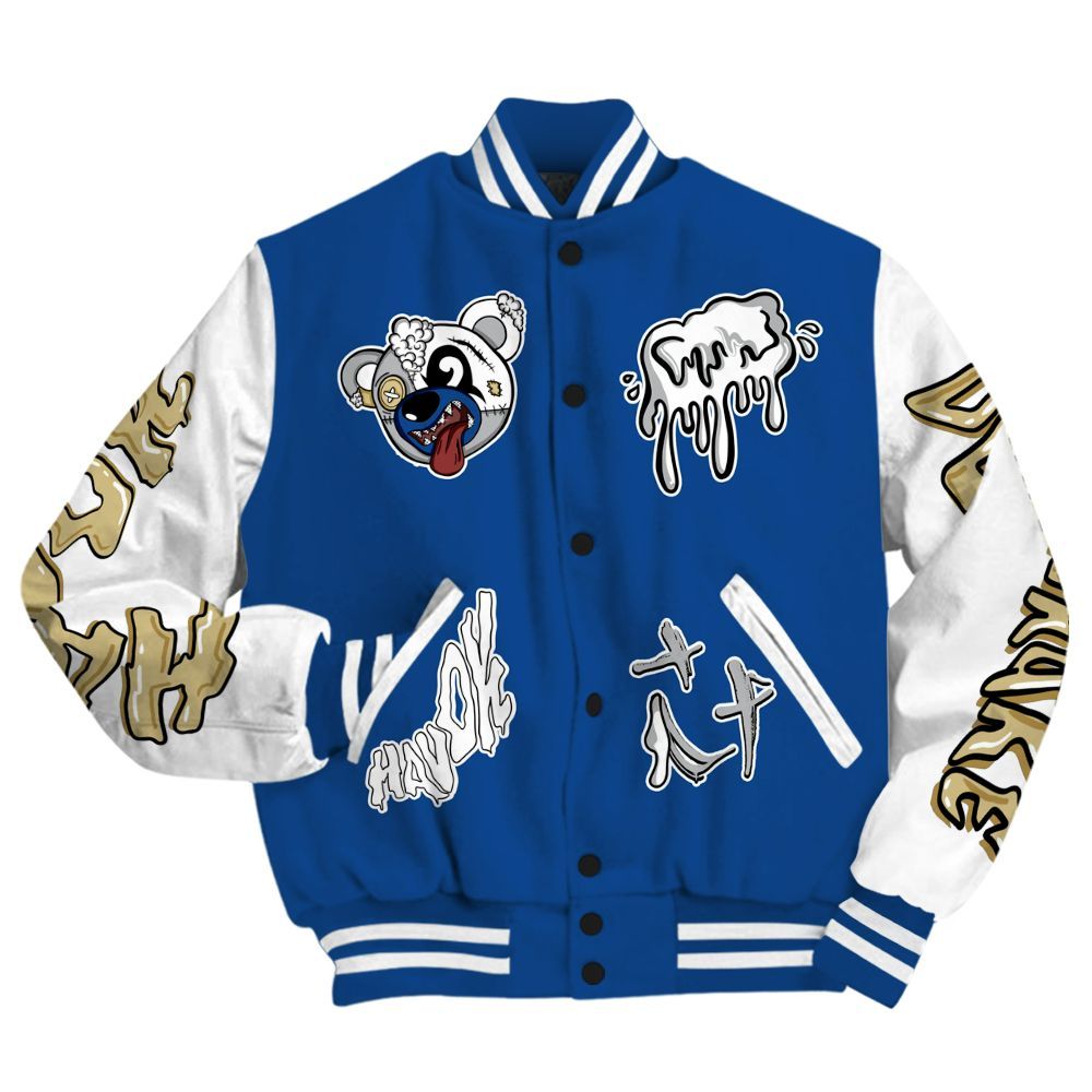 Varsity Jacket To Match Air Ship Royal Blue - Havok Bear All Over Print