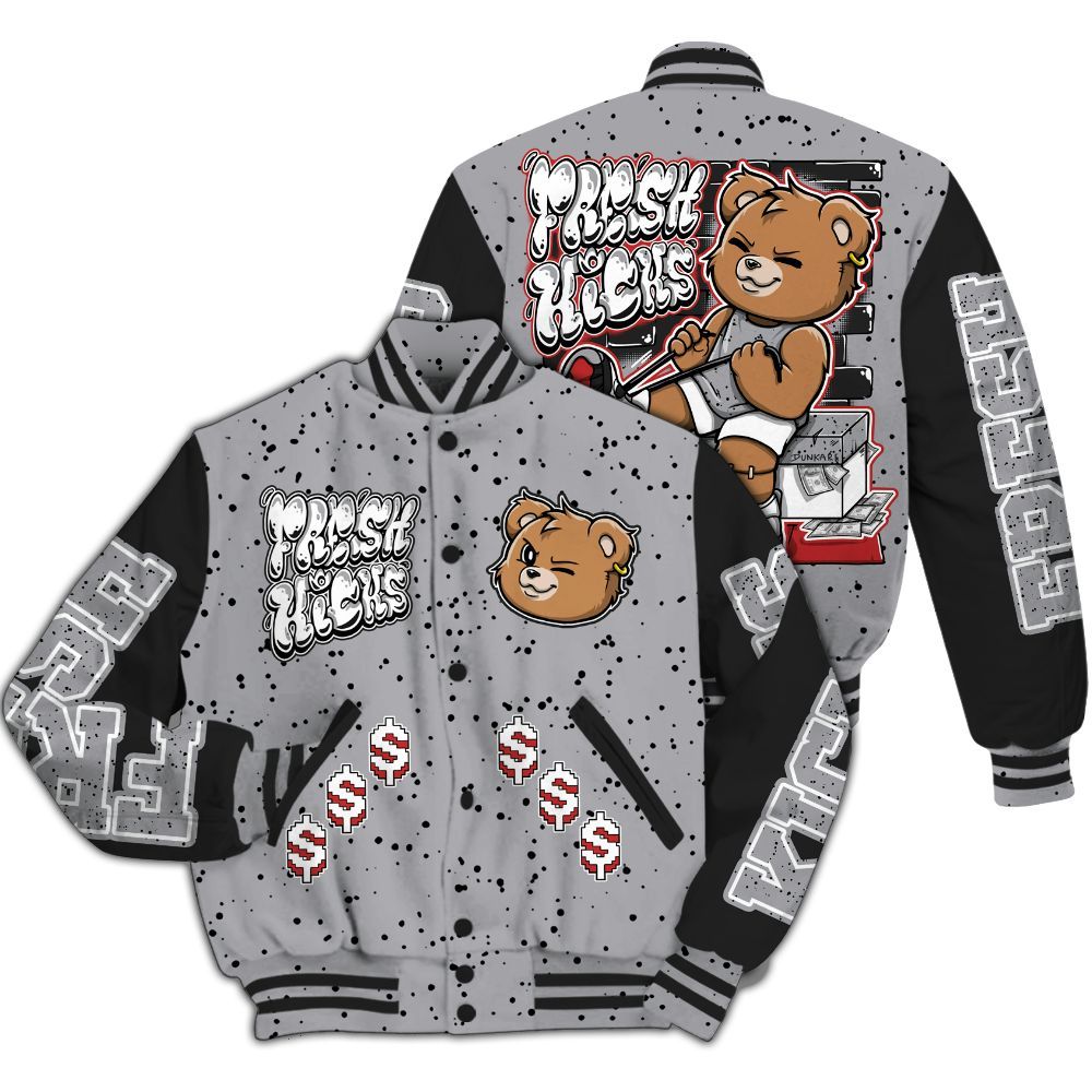 Varsity Jacket To Match White Cement 4s - Fresh Kicks Bear Moneys All Over Print