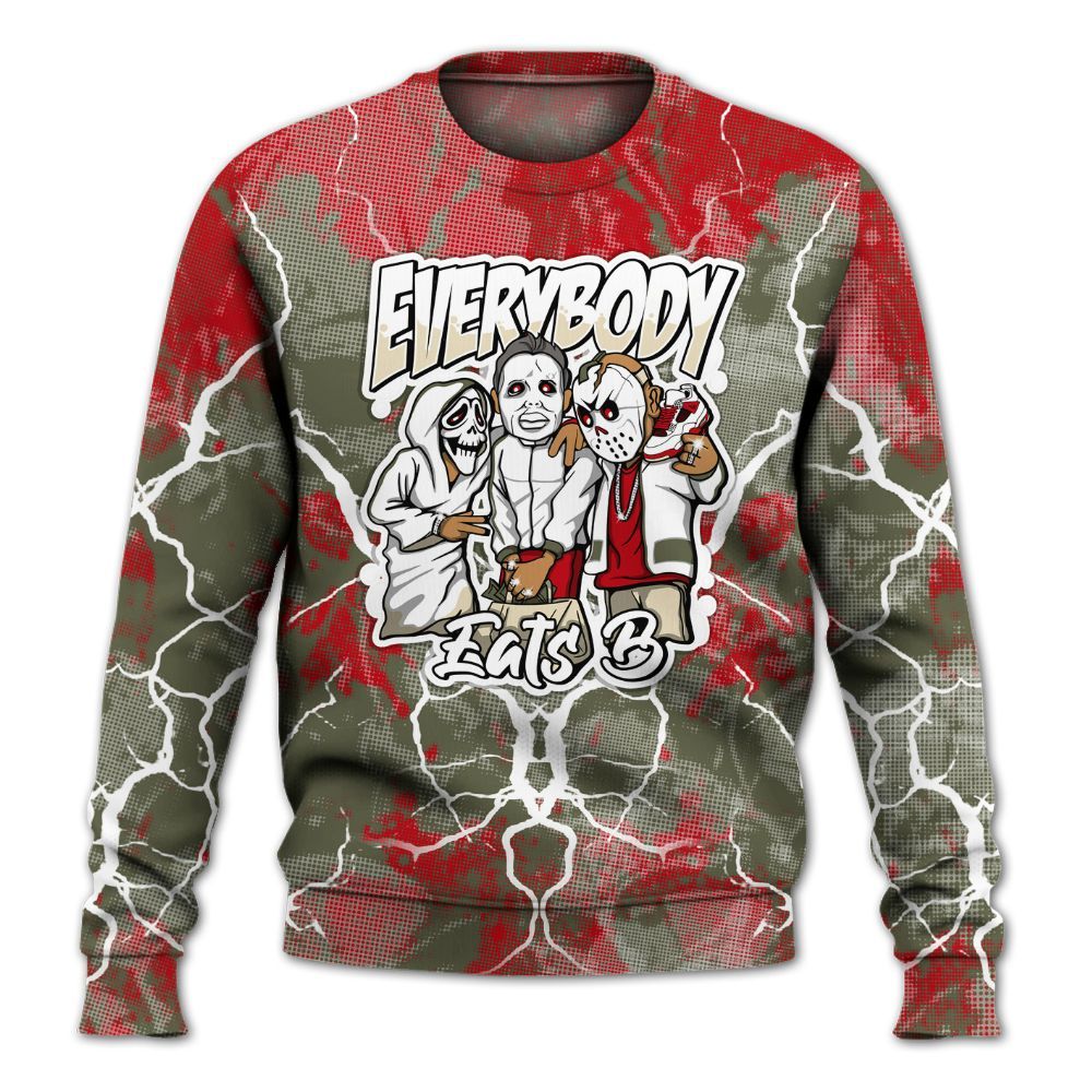 Sweatshirt To Match Low OG Medium Olive 1s - Everybody Eatin B Graphic Halloween All Over Print