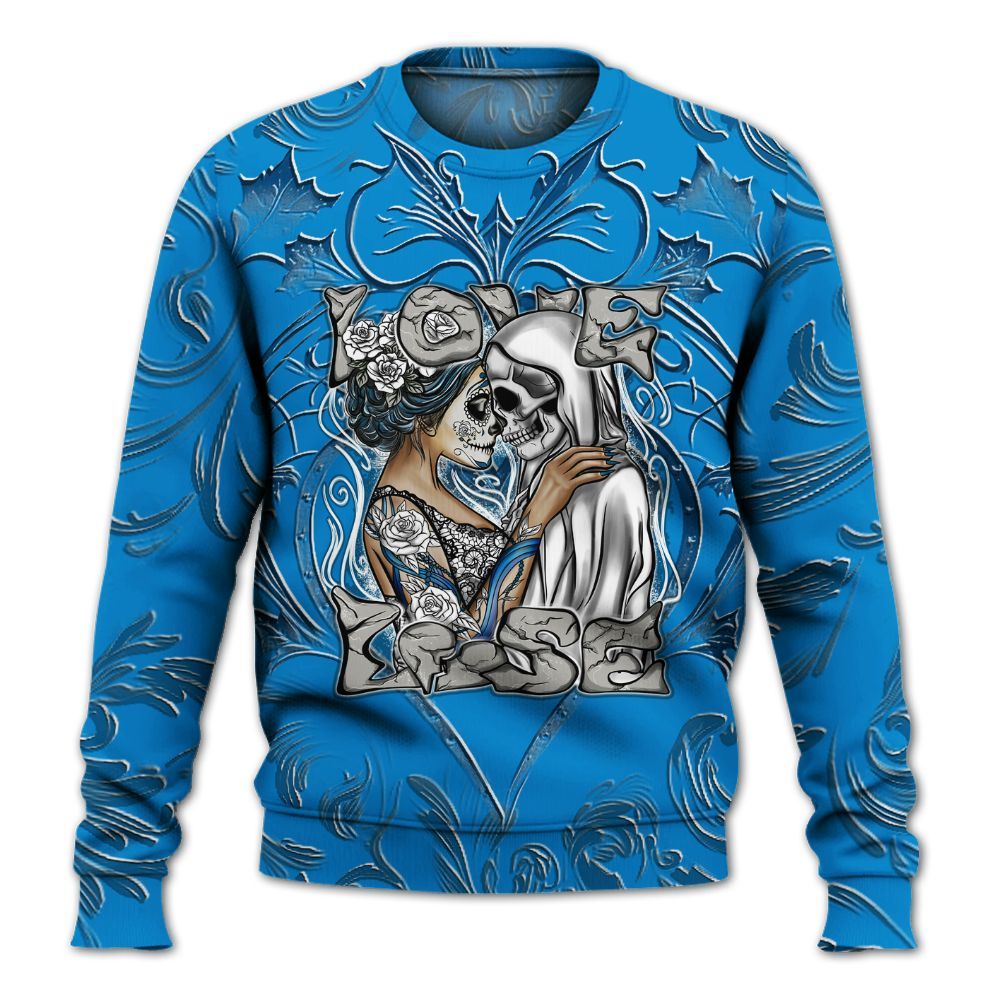 Sweatshirt To Match Military Blue 4s - Loves Lose Gothic All Over Print