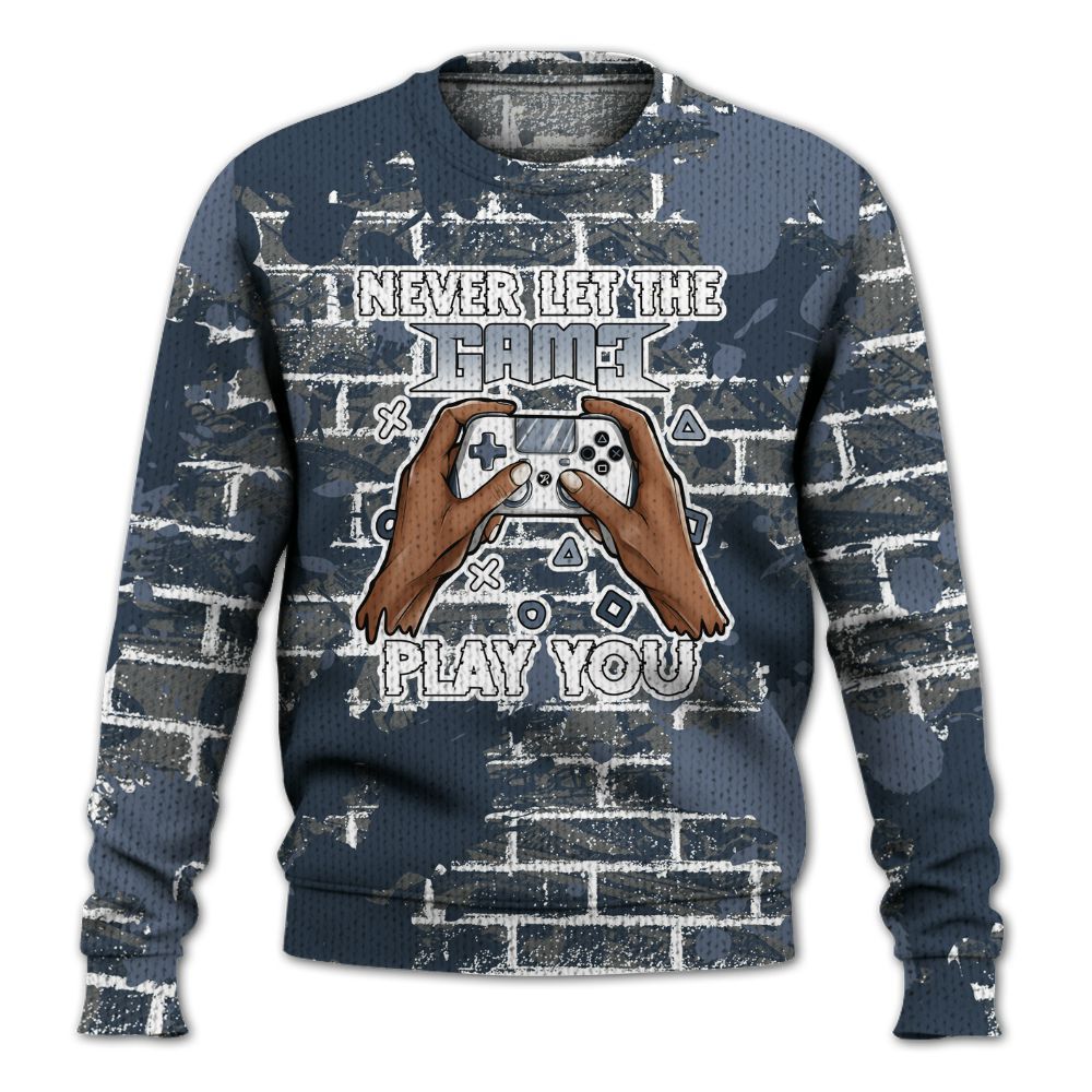 Knitted Sweater To Match Low Diffused Blue 11s - PlayGame Human Brick