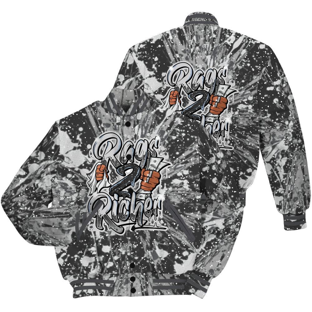 Varsity Jacket To Match Reverse Black White 6s Shirt - Rag 2 Rich Graphic Luxury All Over Print