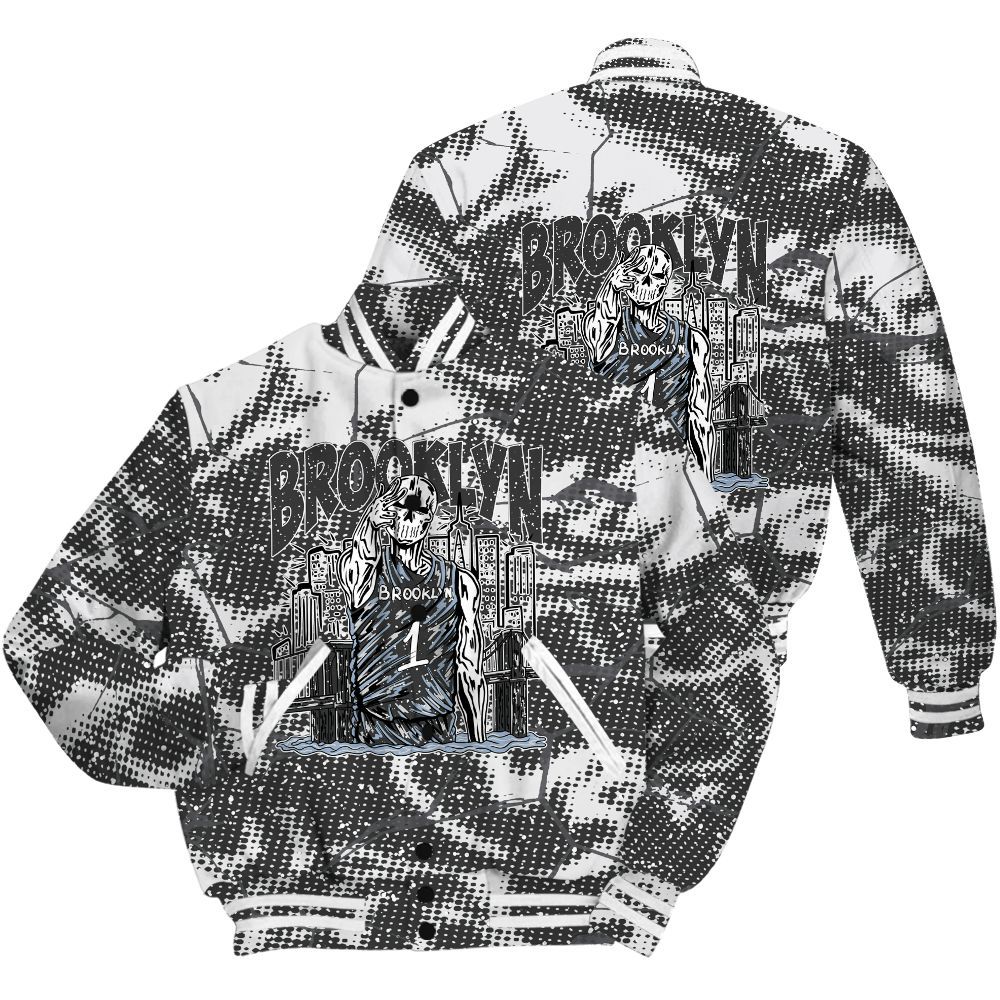 Varsity Jacket To Match Reverse Oreo 6s Shirt - Brooklyn's Skeleton Crack All Over Print