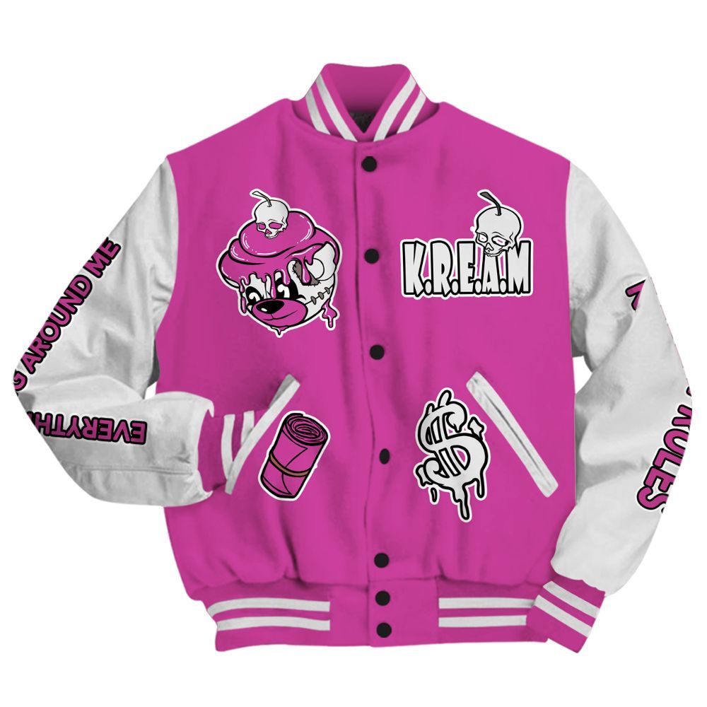 Varsity Jacket To Match Dunk Low Active Fuchsia - Loot Bear All Over Print