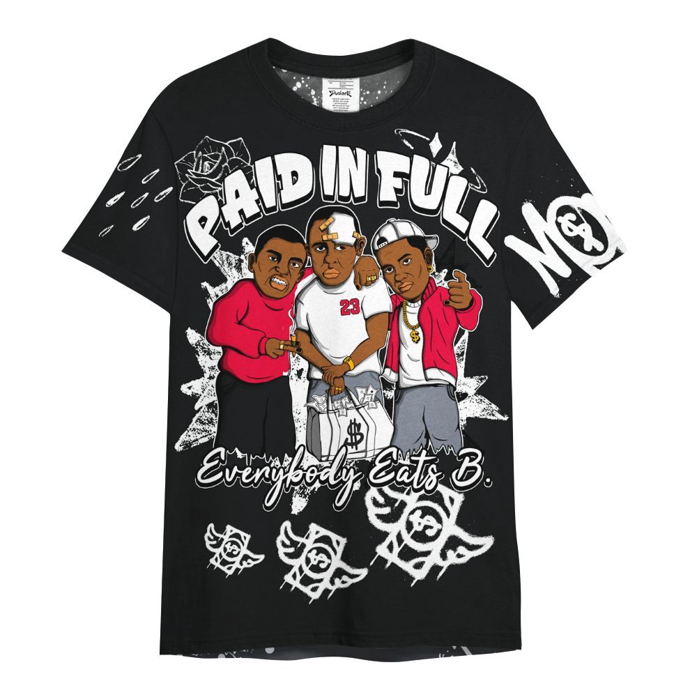 Shirt To Match Mid Black Metallic 1s - Everybody Paid In Full Crayon All Over Print