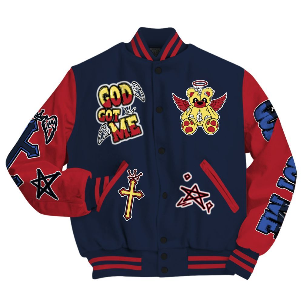 Varsity Jacket To Match Dunk Low COJP What The 2024 - Gods Guides Me Bear All Over Print