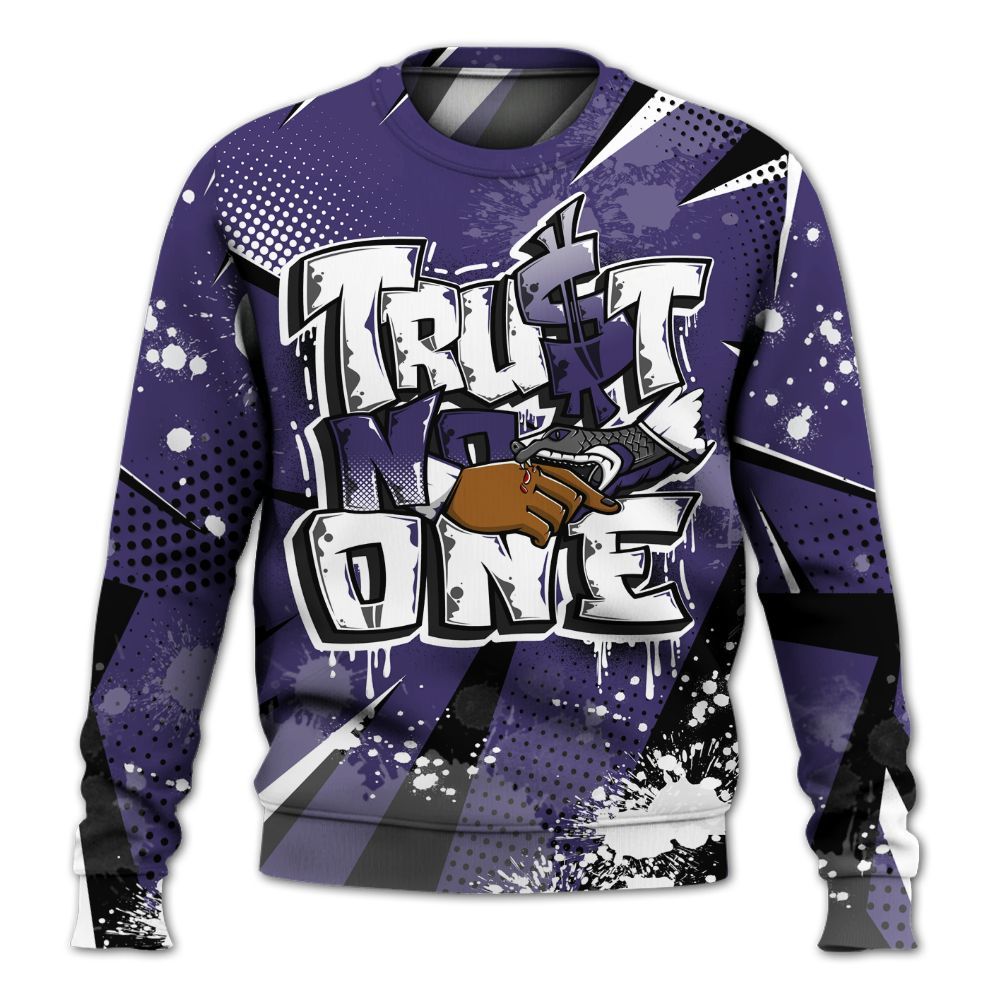 Sweatshirt To Match Retro Court Purple 13s - Poly Trust No One Dripping All Over Print