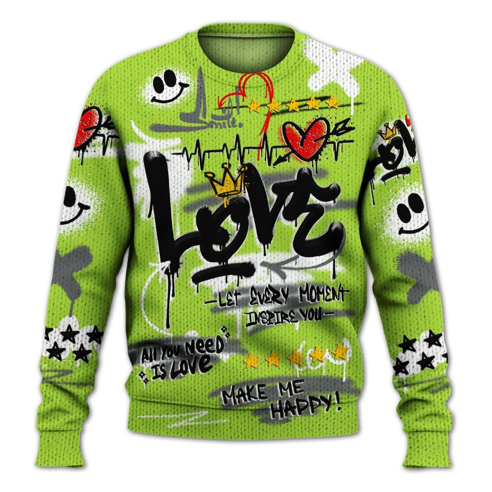 Knitted Sweater To Match Air Max 95 Neon - Happy Love Beats Graffiti Streetwear