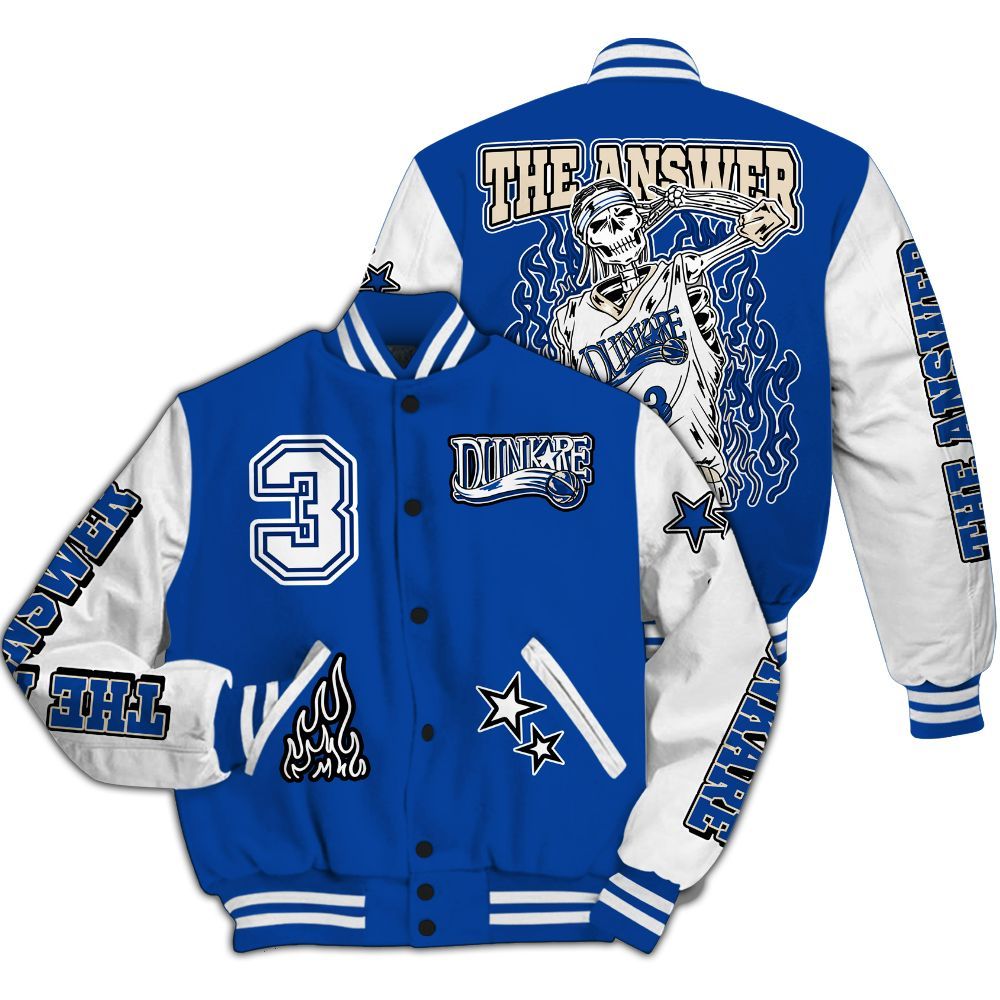 Varsity Jacket To Match Low Game Royal 1s - Allen Answer Skeleton All Over Print