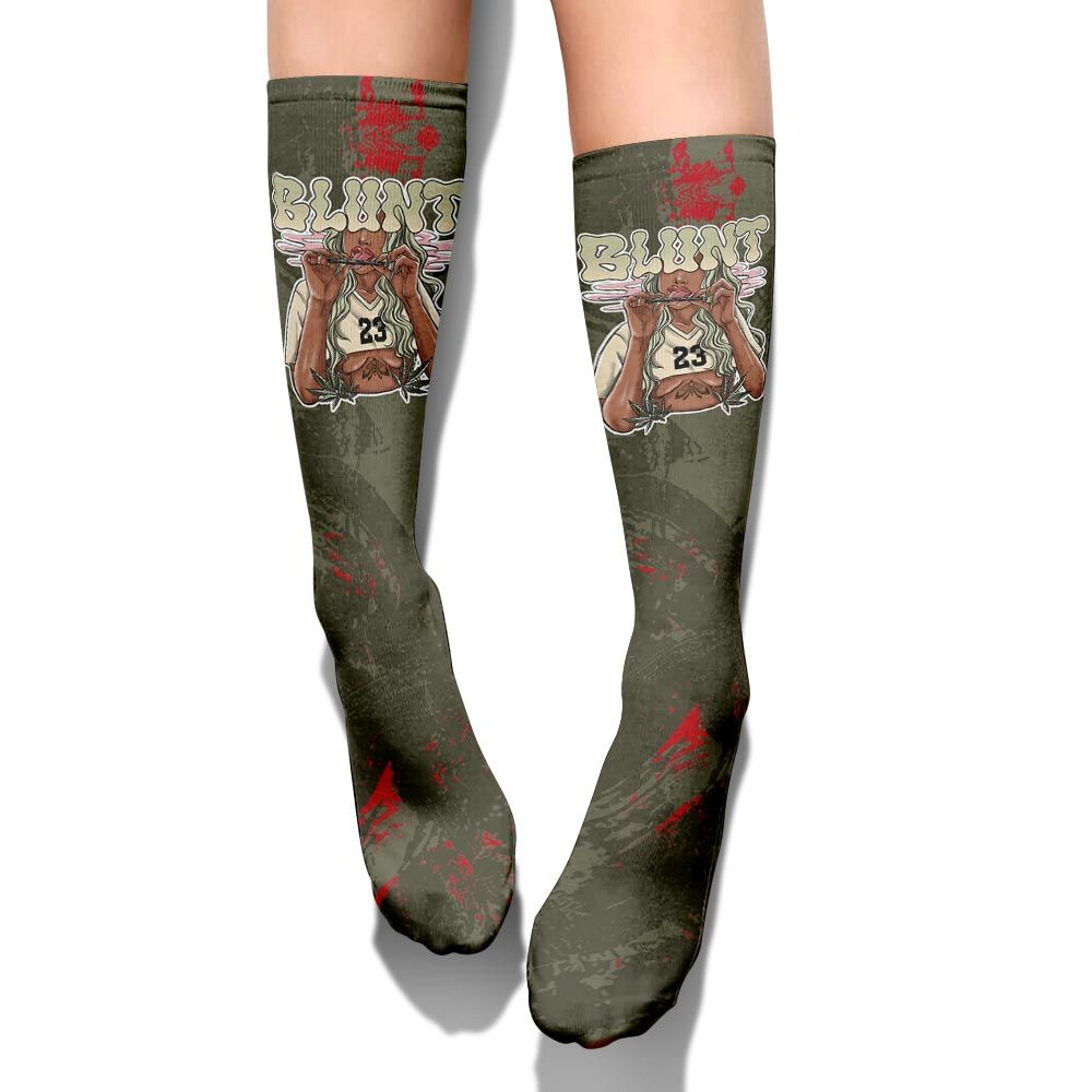 Sock To Match Travis Scott Low OG Medium Olive 1s - Bluntz Unique Circle Splash