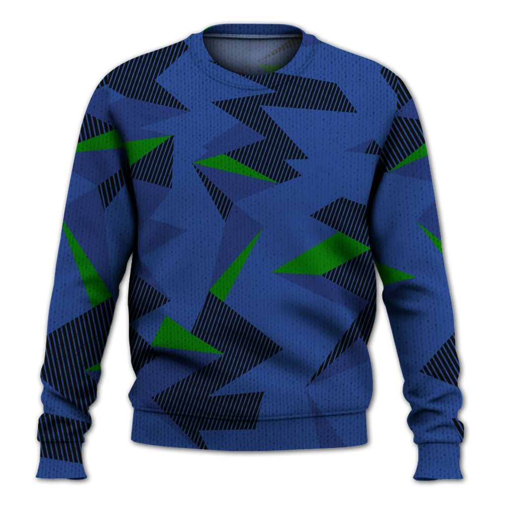Knitted Sweater To Match Retro Hyper Royal 13s - Geometric Camouflage Pattern