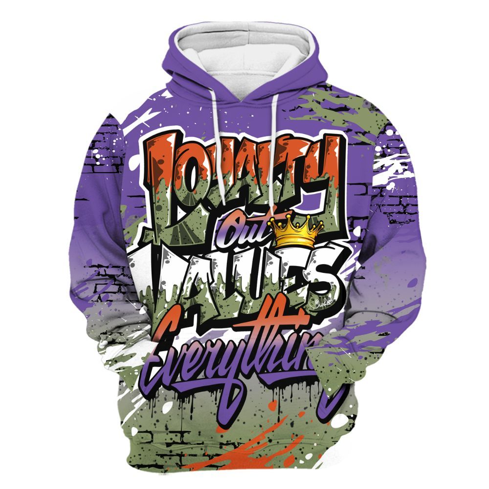 Hoodie To Match Canyon Purple 4s - Values Of Loyalty Drip All Over Print