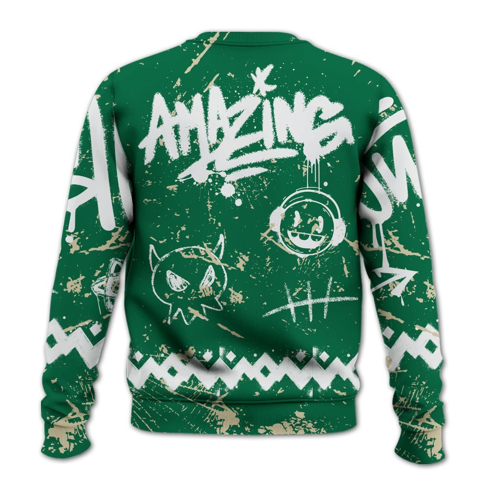 Sweatshirt To Match Pine Green 4s - Friday Sneaker Crayon All Over Print