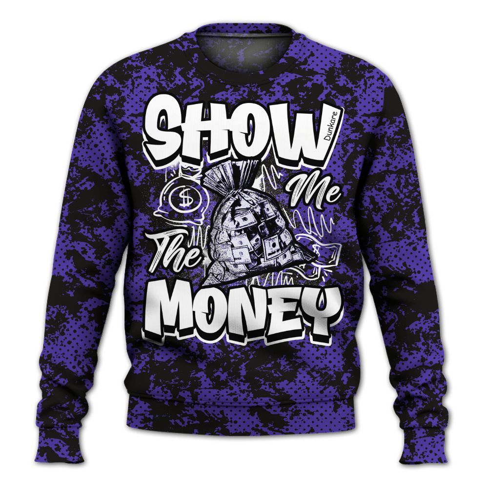 Sweatshirt To Match Field Purple 12s - Show Me The Money Retro All Over Print