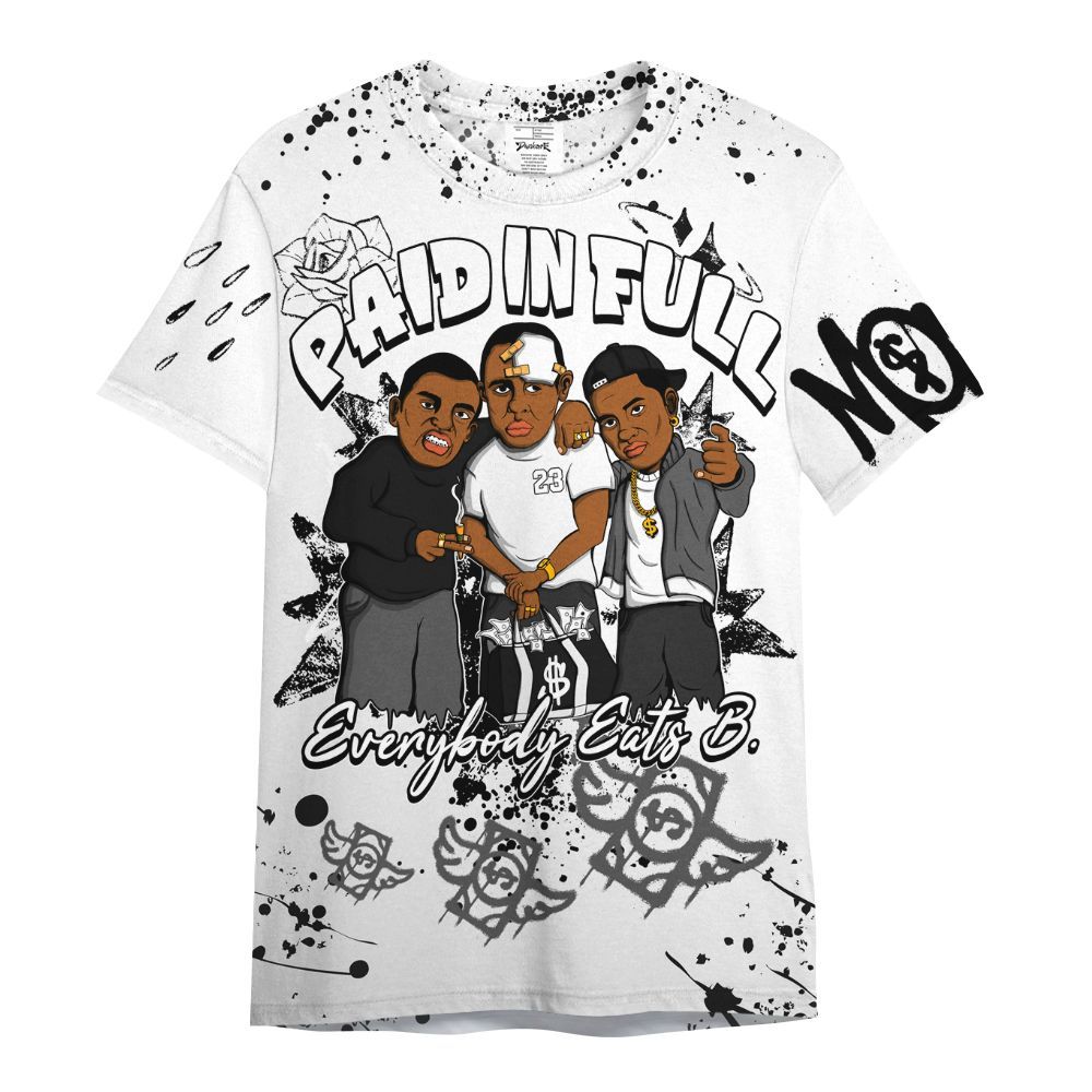 Shirt To Match Low Black Pack 14s - Everybody Paid In Full Crayon All Over Print