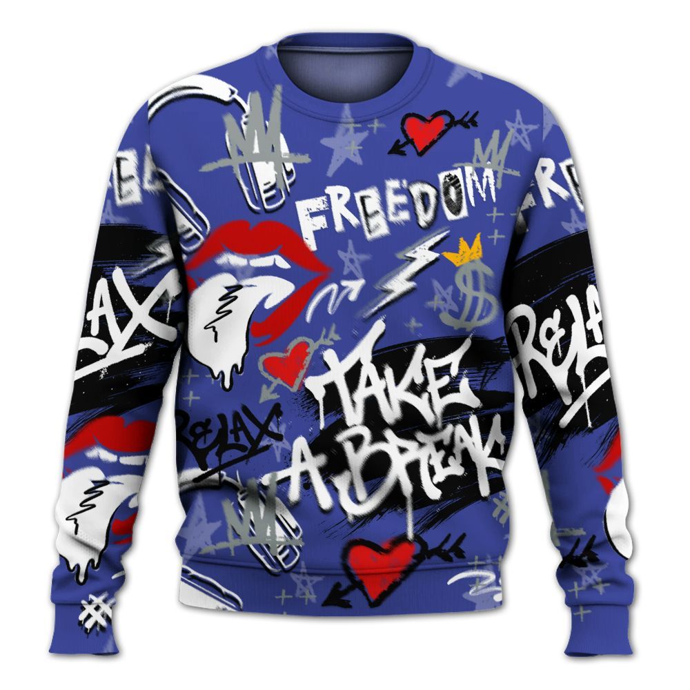 Sweatshirt To Match Shox TL Royal - Take Break Freedom Graffiti Streetwear All Over Print