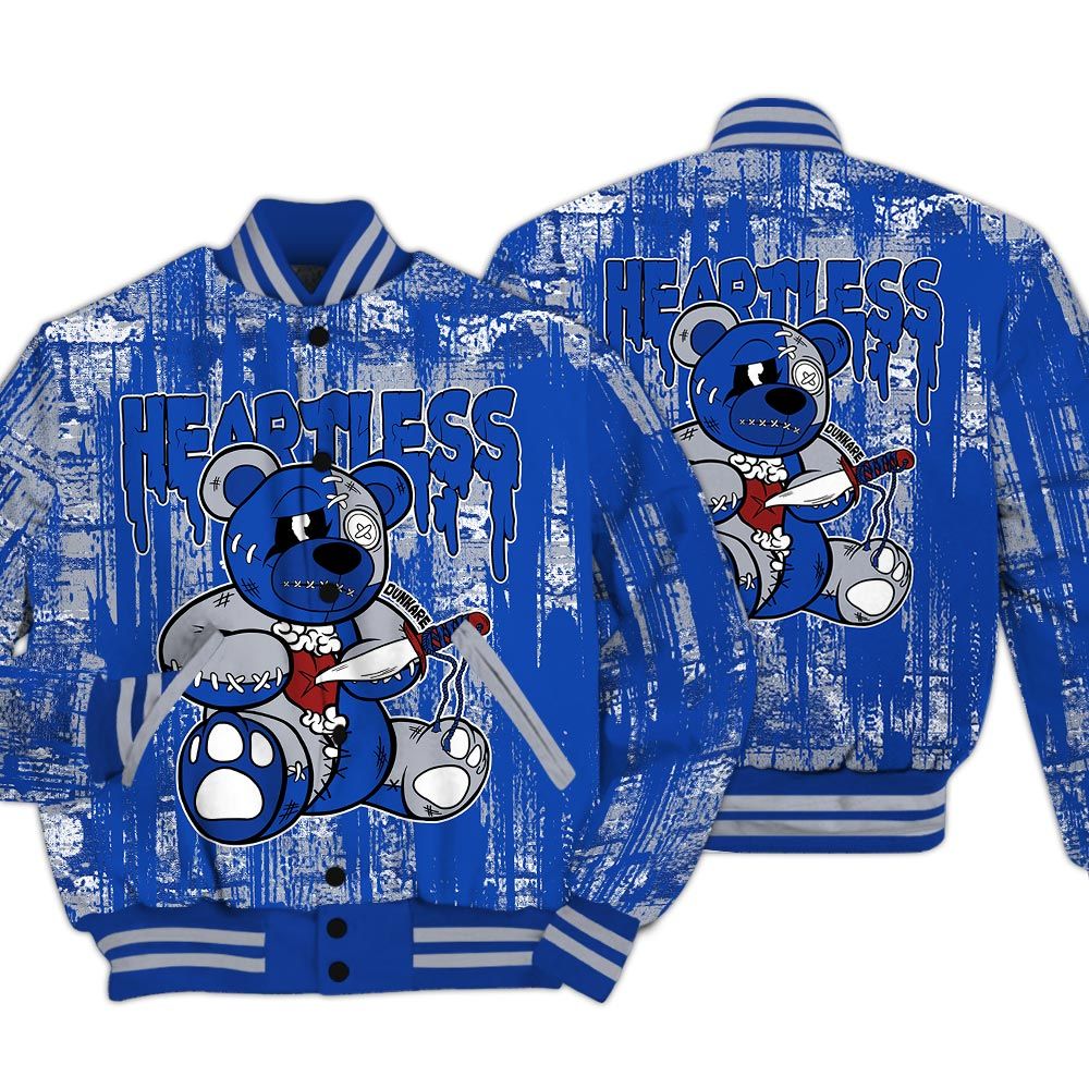 Varsity Jacket To Match Air Foamposite One Royal - Heartless Bear Glitch Art Varsity Jacket Unisex